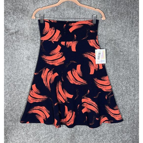 Lularoe Azure Brushstroke Pull On Skirt Womens Size S Stretch Blue Neon‎ Orange - Picture 1 of 7